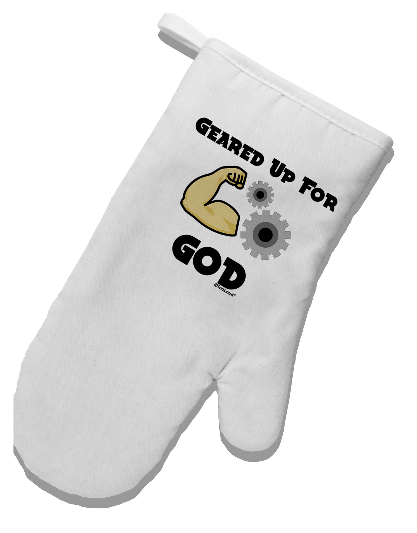 Geared Up For God White Printed Fabric Oven Mitt by TooLoud-Oven Mitt-TooLoud-White-Davson Sales