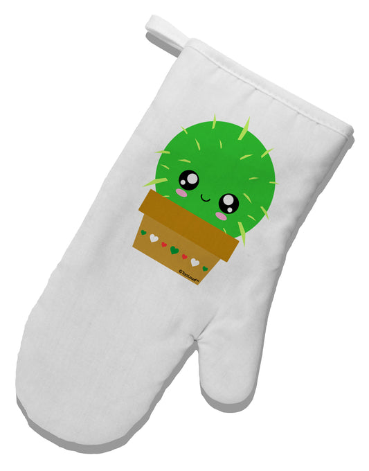 Cute Cactus Design White Printed Fabric Oven Mitt by TooLoud-Oven Mitt-TooLoud-White-Davson Sales