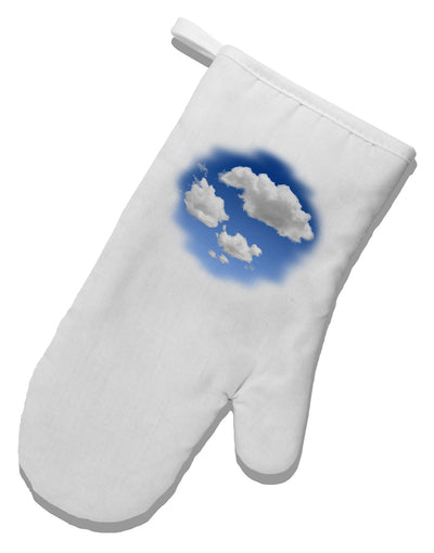 Blue Sky Puffy Clouds White Printed Fabric Oven Mitt-Oven Mitt-TooLoud-White-Davson Sales