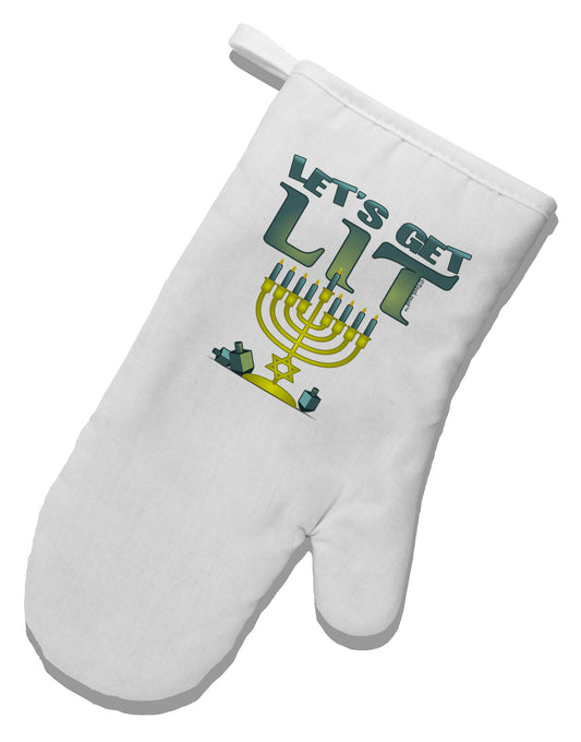 Let's Get Lit Menorah White Printed Fabric Oven Mitt-Oven Mitt-TooLoud-White-Davson Sales