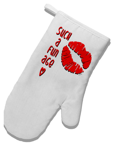 TooLoud Such a Fun Age Kiss Lips White Printed Fabric Oven Mitt-OvenMitts-TooLoud-Davson Sales