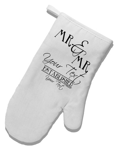 Personalized Mr and Mr -Name- Established -Date- Design White Printed Fabric Oven Mitt-Oven Mitt-TooLoud-White-Davson Sales