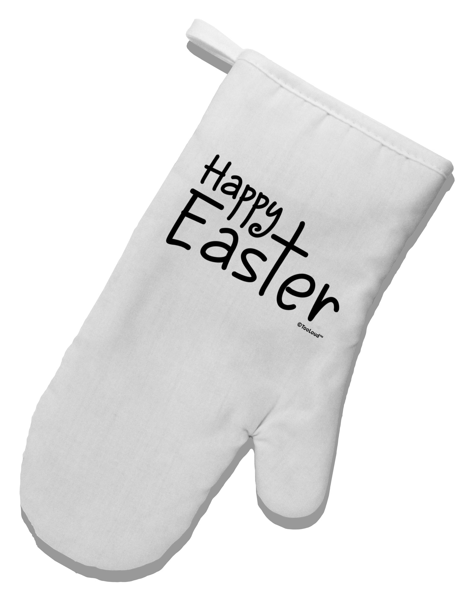 Happy Easter with Cross White Printed Fabric Oven Mitt by TooLoud-Oven Mitt-TooLoud-White-Davson Sales