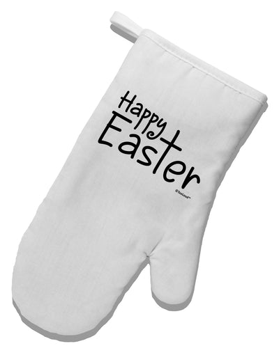 Happy Easter with Cross White Printed Fabric Oven Mitt by TooLoud-Oven Mitt-TooLoud-White-Davson Sales