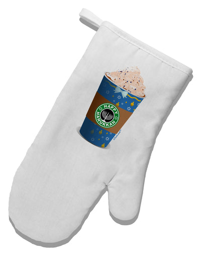 Happy Hanukkah Latte Cup White Printed Fabric Oven Mitt-Oven Mitt-TooLoud-White-Davson Sales