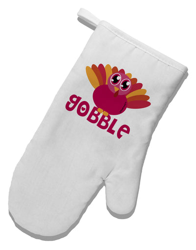 Cute Gobble Turkey Pink White Printed Fabric Oven Mitt-Oven Mitt-TooLoud-White-Davson Sales