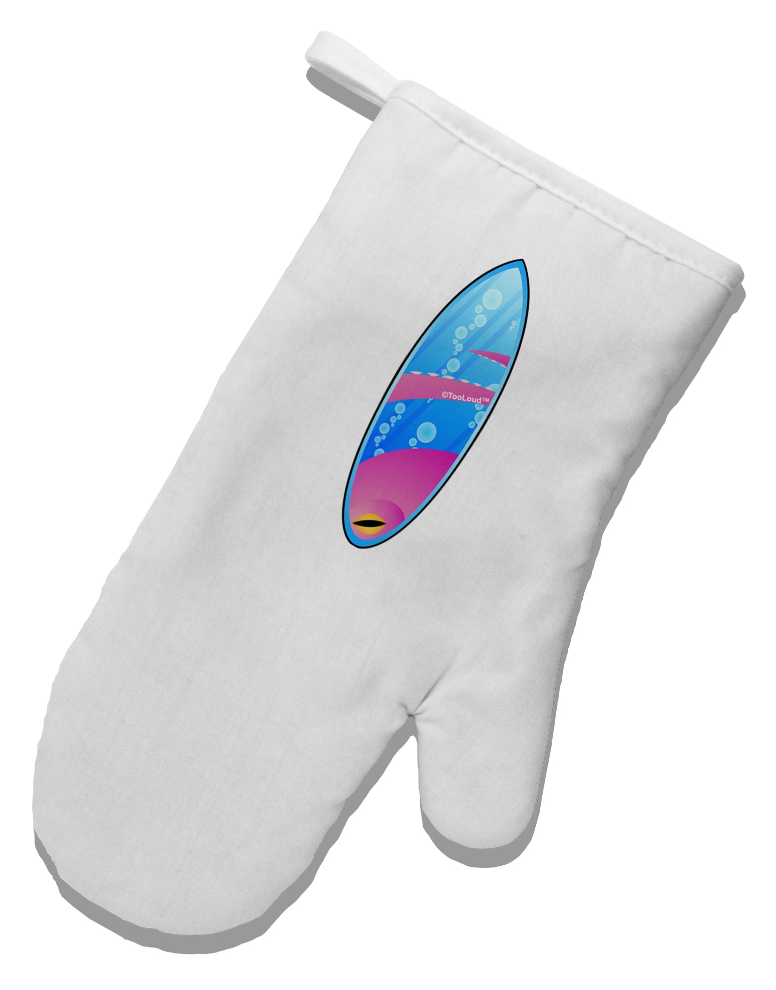 Octopus Surfboard White Printed Fabric Oven Mitt by TooLoud-Oven Mitt-TooLoud-White-Davson Sales