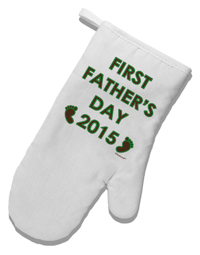 First Father's Day 2015 White Printed Fabric Oven Mitt-Oven Mitt-TooLoud-White-Davson Sales