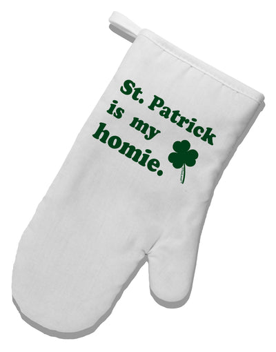 St Patrick is my Homie White Printed Fabric Oven Mitt-Oven Mitt-TooLoud-White-Davson Sales