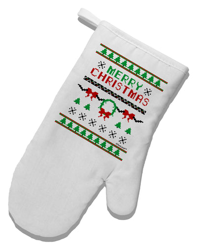 Merry Christmas Ugly Christmas Sweater White Printed Fabric Oven Mitt-Oven Mitt-TooLoud-White-Davson Sales