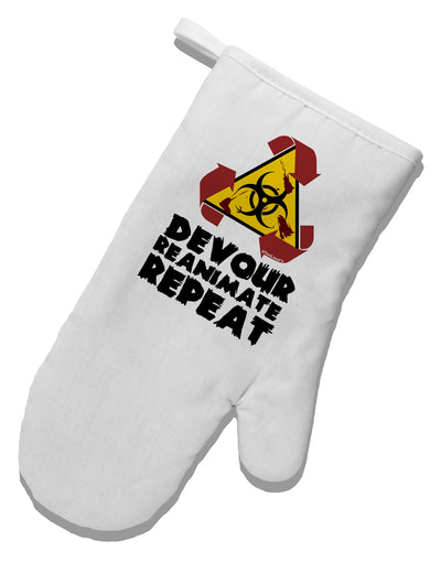 Devour Reanimate Repeat White Printed Fabric Oven Mitt by TooLoud-Oven Mitt-TooLoud-White-Davson Sales