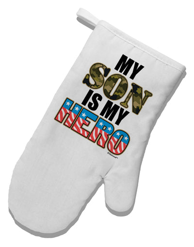 My Son is My Hero - Armed Forces White Printed Fabric Oven Mitt by TooLoud-Oven Mitt-TooLoud-White-Davson Sales