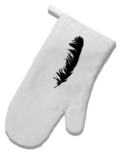 Black Feather White Printed Fabric Oven Mitt-Oven Mitt-TooLoud-White-Davson Sales