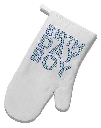 Birthday Boy - Blue and Green Dots White Printed Fabric Oven Mitt by TooLoud-Oven Mitt-TooLoud-White-Davson Sales