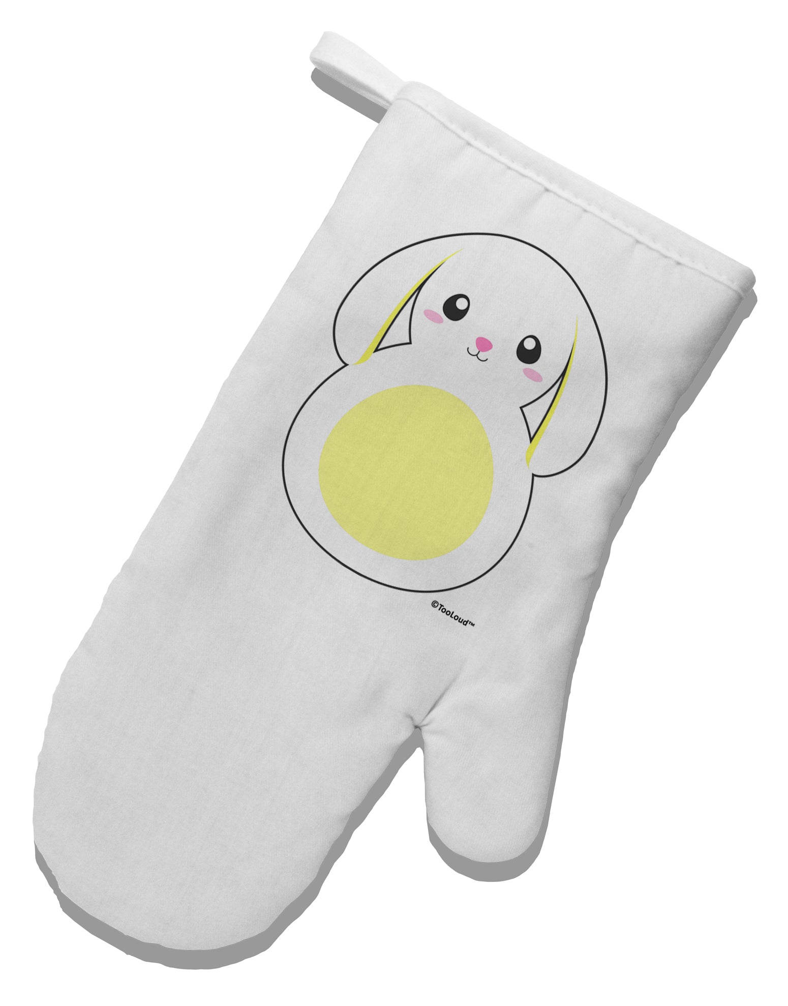 Cute Bunny with Floppy Ears - Yellow White Printed Fabric Oven Mitt by TooLoud-Oven Mitt-TooLoud-White-Davson Sales