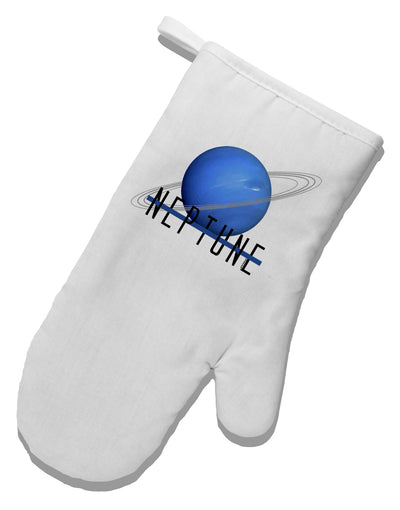 Planet Neptune Text White Printed Fabric Oven Mitt by TooLoud-Oven Mitt-TooLoud-White-Davson Sales