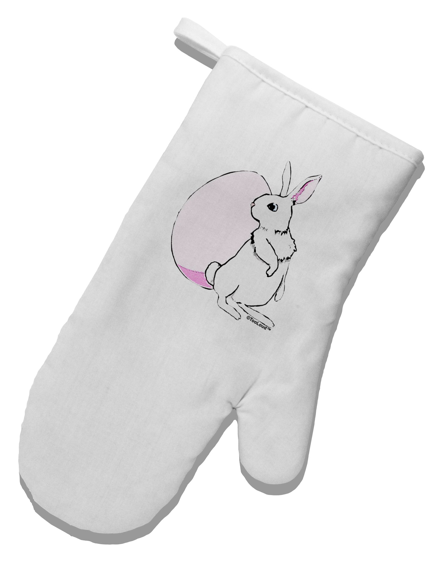 Easter Bunny and Egg Design White Printed Fabric Oven Mitt by TooLoud-Oven Mitt-TooLoud-White-Davson Sales