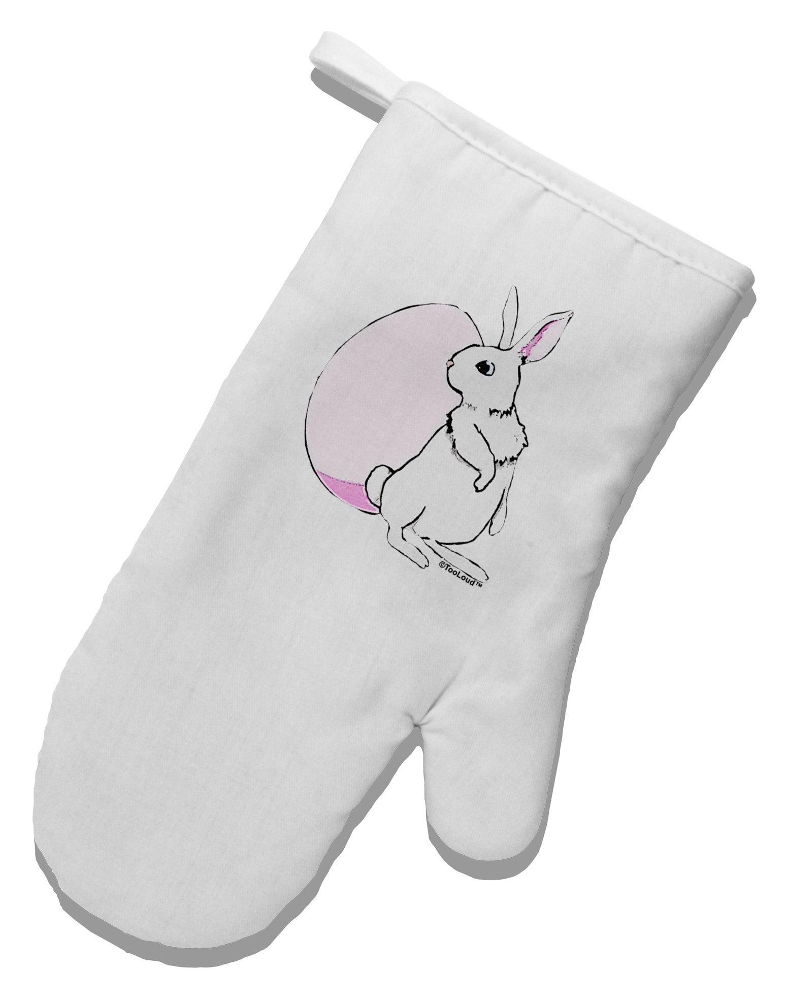 Easter Bunny and Egg Design White Printed Fabric Oven Mitt by TooLoud-Oven Mitt-TooLoud-White-Davson Sales