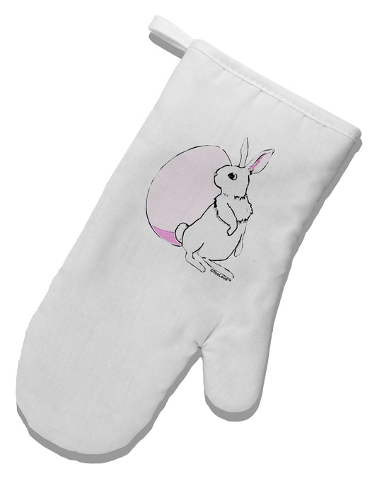 Easter Bunny and Egg Design White Printed Fabric Oven Mitt by TooLoud-Oven Mitt-TooLoud-White-Davson Sales