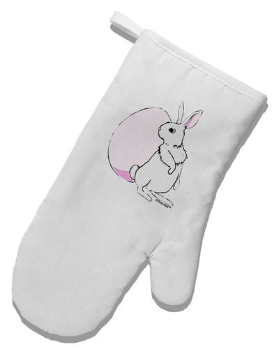 Easter Bunny and Egg Design White Printed Fabric Oven Mitt by TooLoud