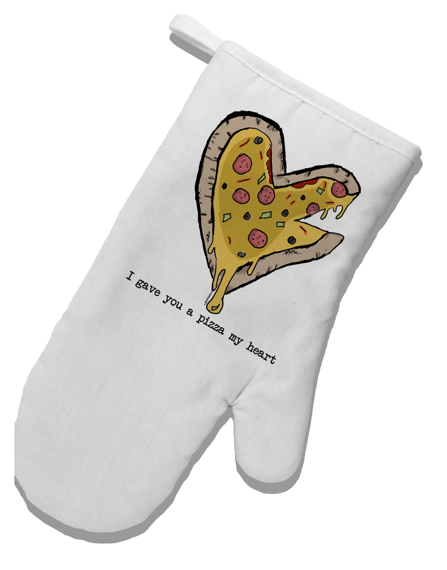 TooLoud I gave you a Pizza my Heart White Printed Fabric Oven Mitt-OvenMitts-TooLoud-Davson Sales