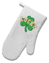 Lucky Shamrock Design Distressed White Printed Fabric Oven Mitt by TooLoud-Oven Mitt-TooLoud-White-Davson Sales