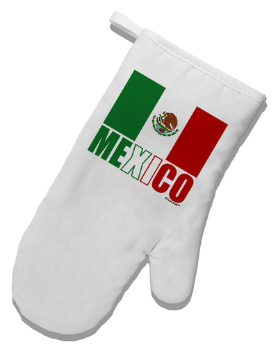 Mexican Flag - Mexico Text White Printed Fabric Oven Mitt by TooLoud-Oven Mitt-TooLoud-White-Davson Sales