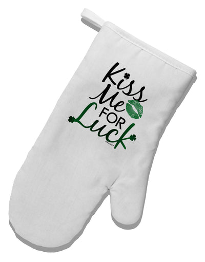 Kiss Me For Luck White Printed Fabric Oven Mitt-Oven Mitt-TooLoud-White-Davson Sales