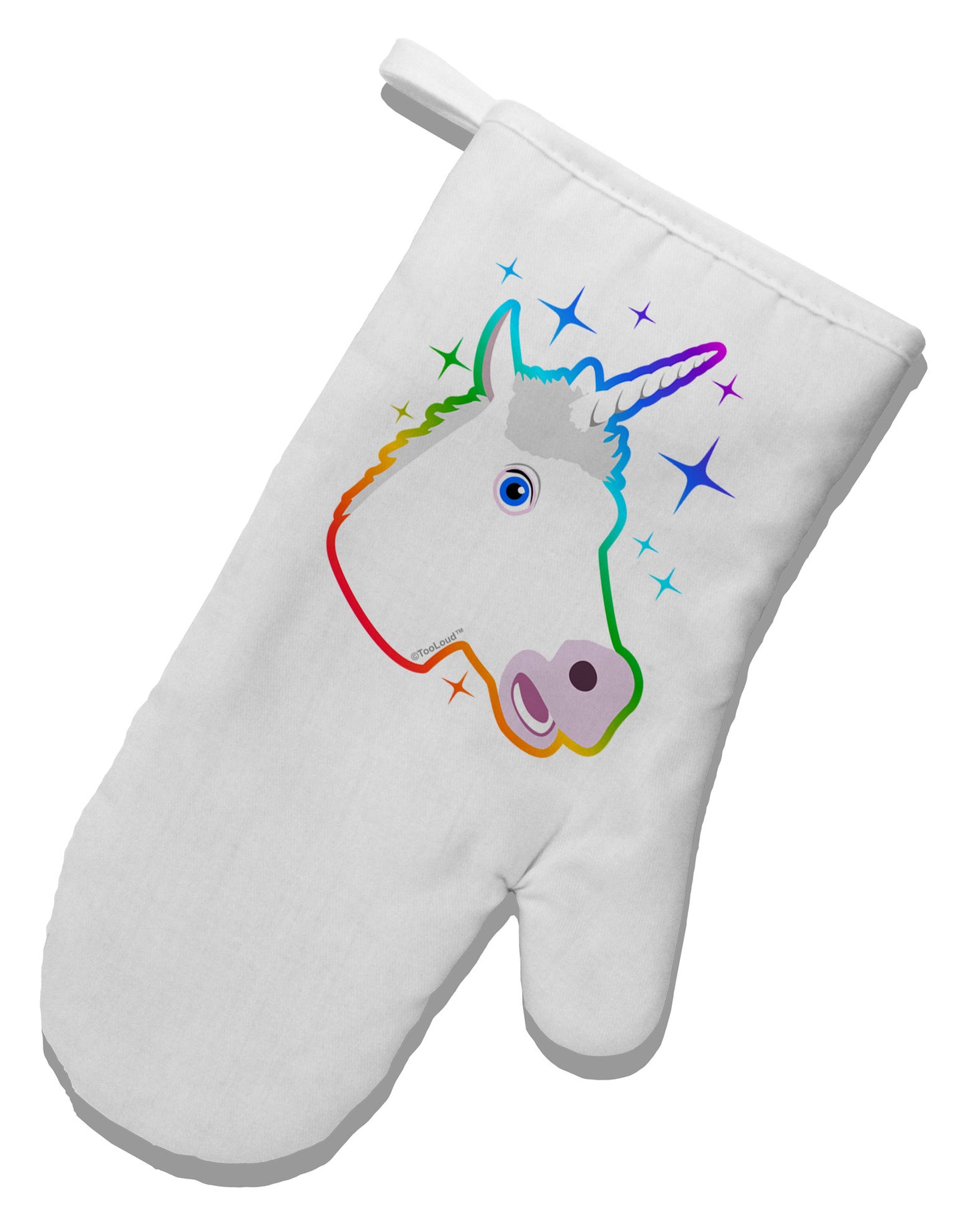 Magical Rainbow Sparkle Unicorn White Printed Fabric Oven Mitt-Oven Mitt-TooLoud-White-Davson Sales