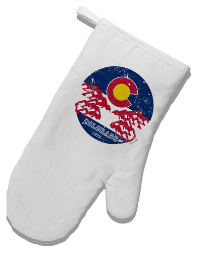 TooLoud Grunge Colorado Rocky Mountain Bighorn Sheep Flag White Printed Fabric Oven Mitt-OvenMitts-TooLoud-Davson Sales