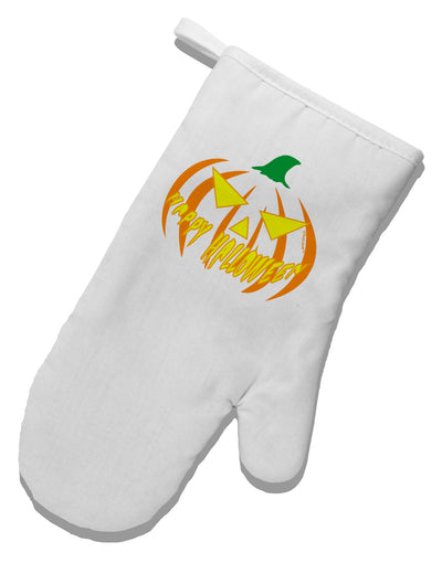 Happy Halloween Jack Yellow White Printed Fabric Oven Mitt-Oven Mitt-TooLoud-White-Davson Sales