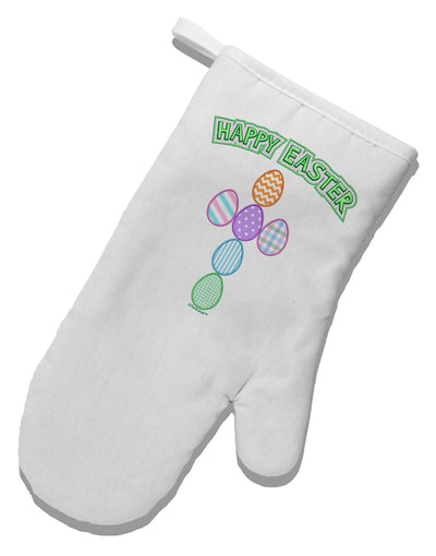 Happy Easter Egg Cross Faux Applique White Printed Fabric Oven Mitt-Oven Mitt-TooLoud-White-Davson Sales