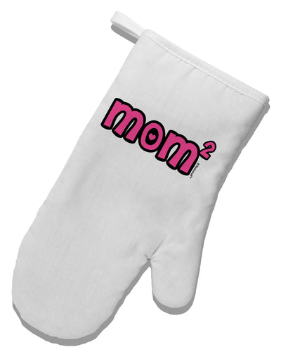 Mom Squared - Cute Mom of Two Design White Printed Fabric Oven Mitt by TooLoud-Oven Mitt-TooLoud-White-Davson Sales