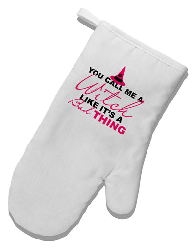 Witch - Bad Thing Text White Printed Fabric Oven Mitt-Oven Mitt-TooLoud-White-Davson Sales