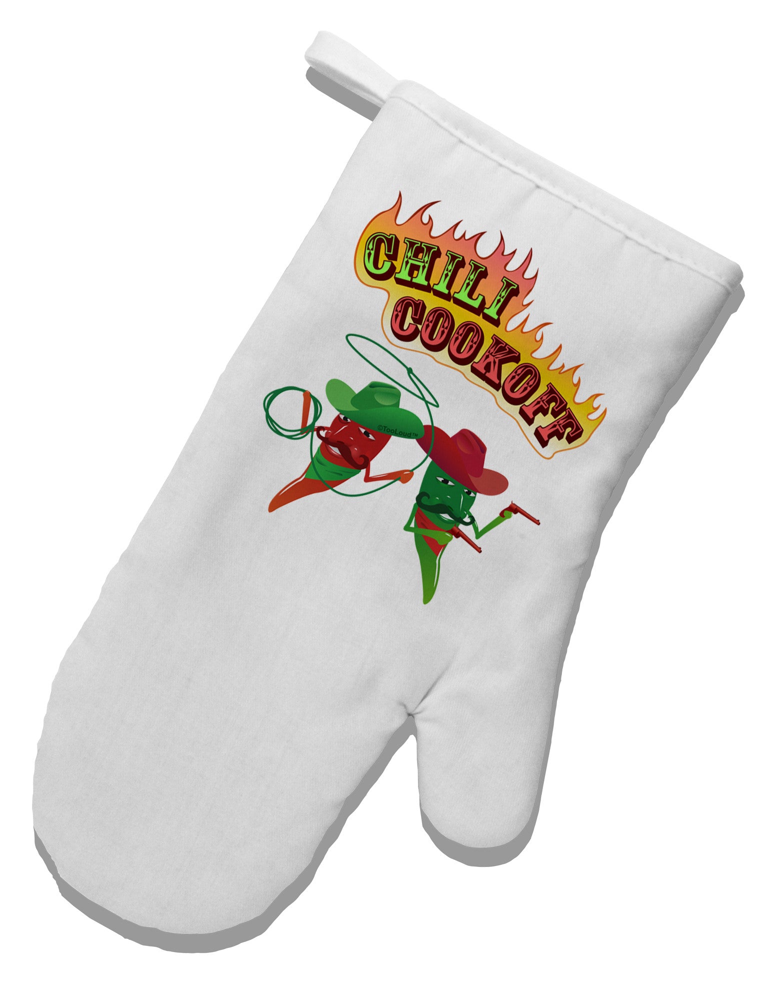 Cowboy Chili Cookoff White Printed Fabric Oven Mitt-Oven Mitt-TooLoud-White-Davson Sales