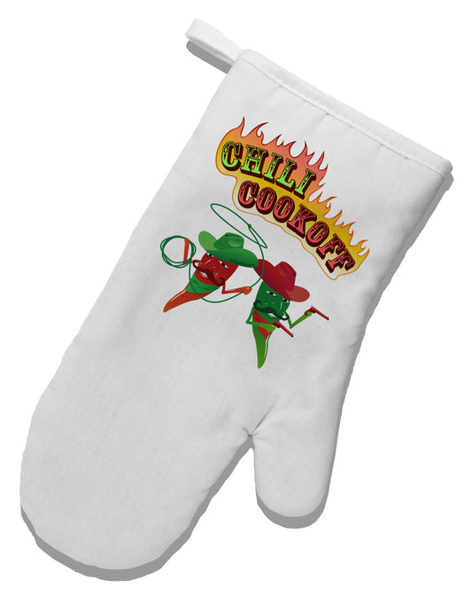 Cowboy Chili Cookoff White Printed Fabric Oven Mitt-Oven Mitt-TooLoud-White-Davson Sales