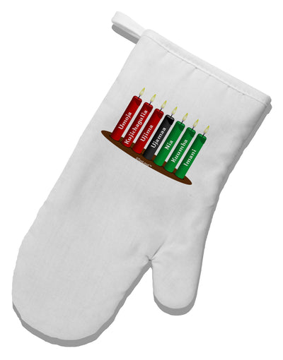 Kwanzaa Candles 7 Principles White Printed Fabric Oven Mitt-Oven Mitt-TooLoud-White-Davson Sales