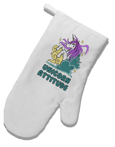 TooLoud Unicorn Attitude White Printed Fabric Oven Mitt-OvenMitts-TooLoud-Davson Sales