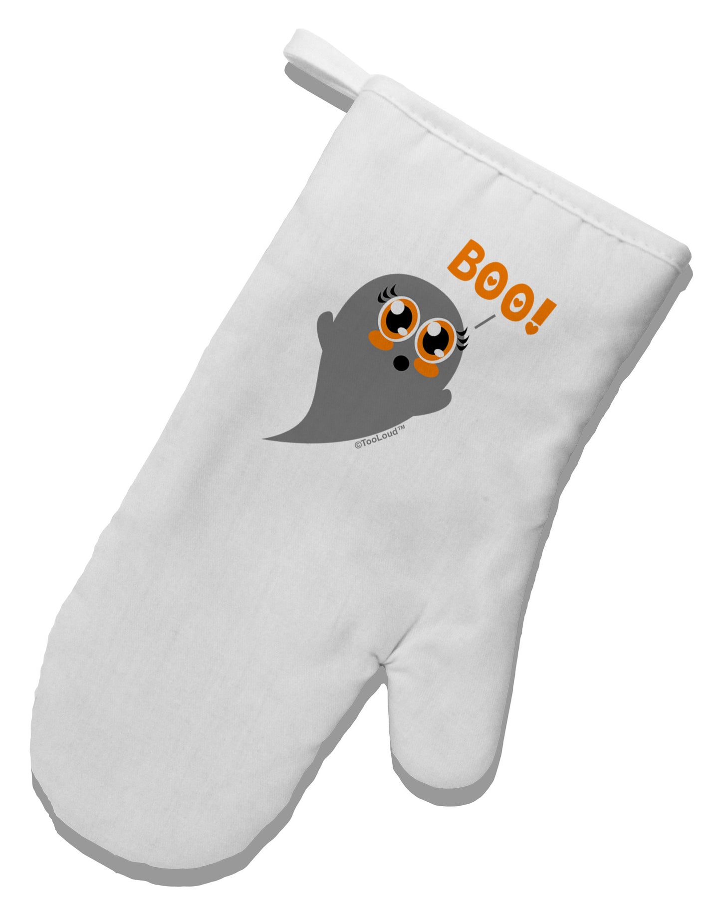 Cute Boo Ghost White Printed Fabric Oven Mitt-Oven Mitt-TooLoud-White-Davson Sales