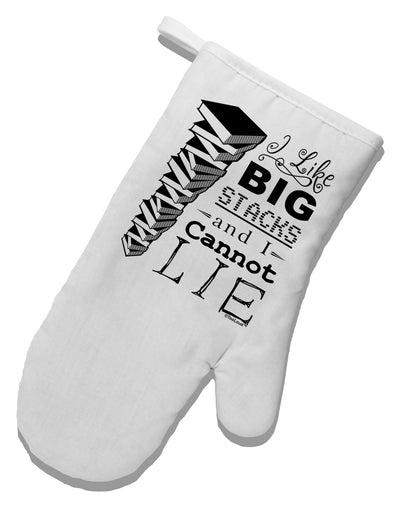 I Like Big Stacks -of books- White Printed Fabric Oven Mitt-Oven Mitt-TooLoud-White-Davson Sales