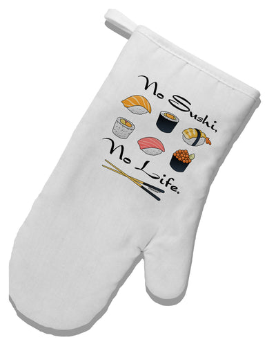 No Sushi No Life White Printed Fabric Oven Mitt-Oven Mitt-TooLoud-White-Davson Sales