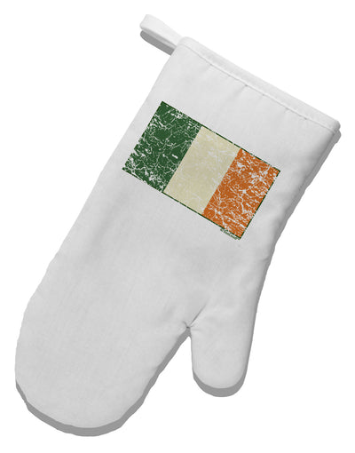 Distressed Irish Flag - Flag of Ireland White Printed Fabric Oven Mitt-Oven Mitt-TooLoud-White-Davson Sales