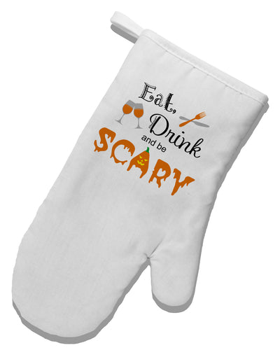 Eat Drink Scary Black White Printed Fabric Oven Mitt-Oven Mitt-TooLoud-White-Davson Sales