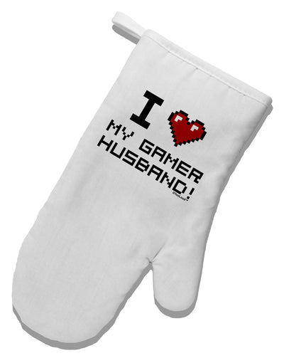 I Heart My Gamer Husband White Printed Fabric Oven Mitt-Oven Mitt-TooLoud-White-Davson Sales