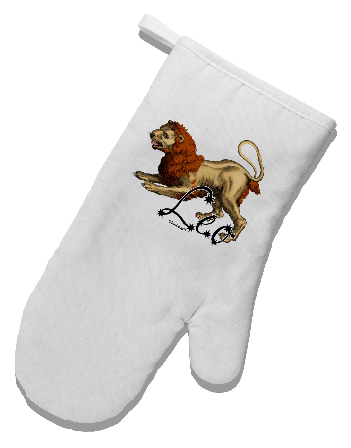 Leo Color Illustration White Printed Fabric Oven Mitt-Oven Mitt-TooLoud-White-Davson Sales