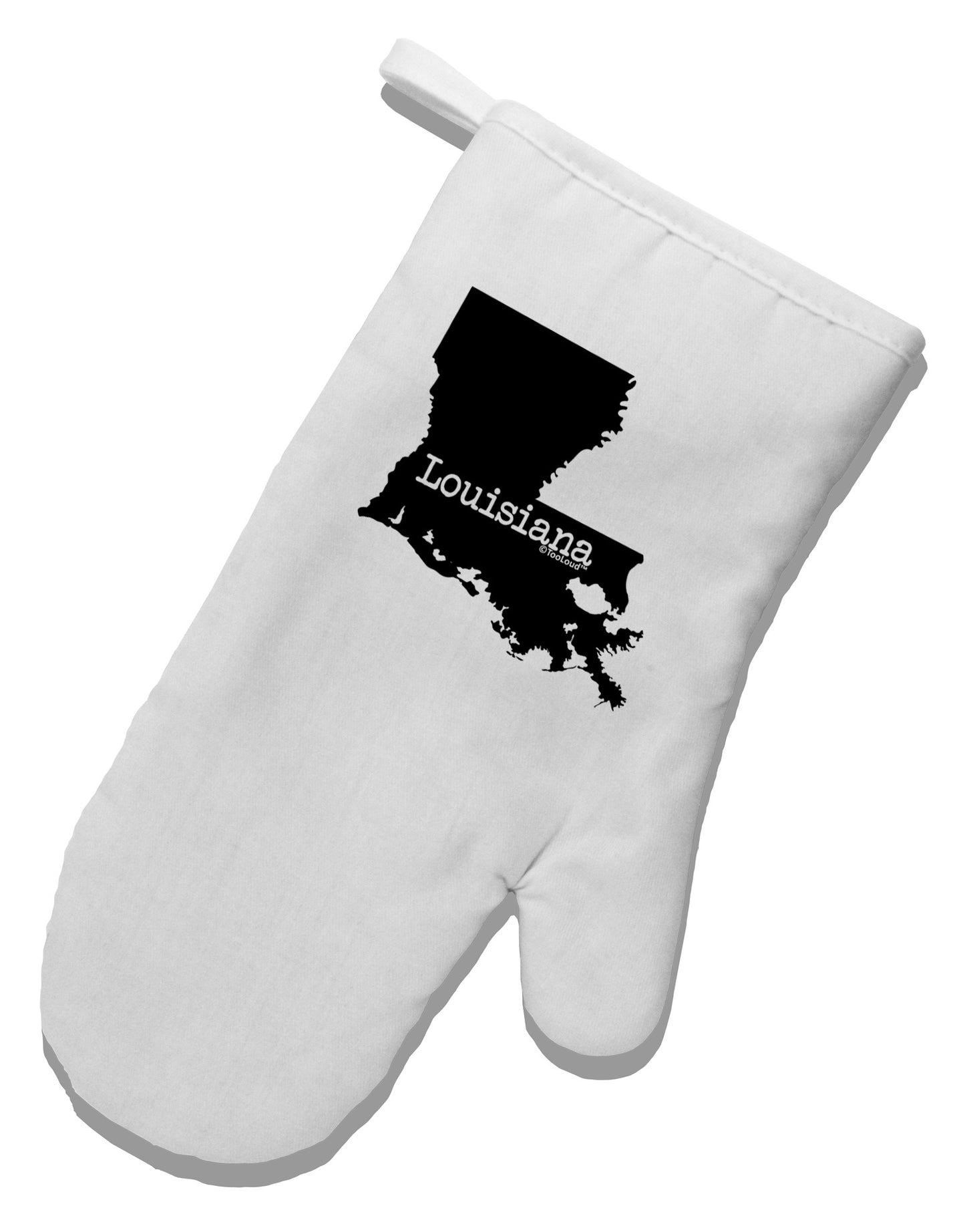 Louisiana - United States Shape White Printed Fabric Oven Mitt-Oven Mitt-TooLoud-White-Davson Sales