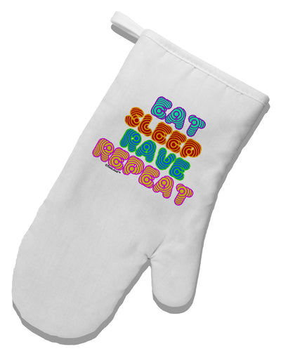 Eat Sleep Rave Repeat Hypnotic White Printed Fabric Oven Mitt by TooLoud-Oven Mitt-TooLoud-White-Davson Sales