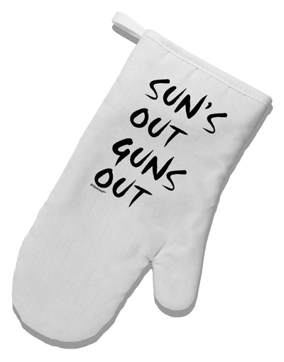 Suns Out Guns Out White Printed Fabric Oven Mitt-Oven Mitt-TooLoud-White-Davson Sales