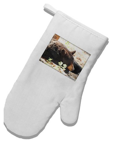 Laying Black Bear White Printed Fabric Oven Mitt-Oven Mitt-TooLoud-White-Davson Sales