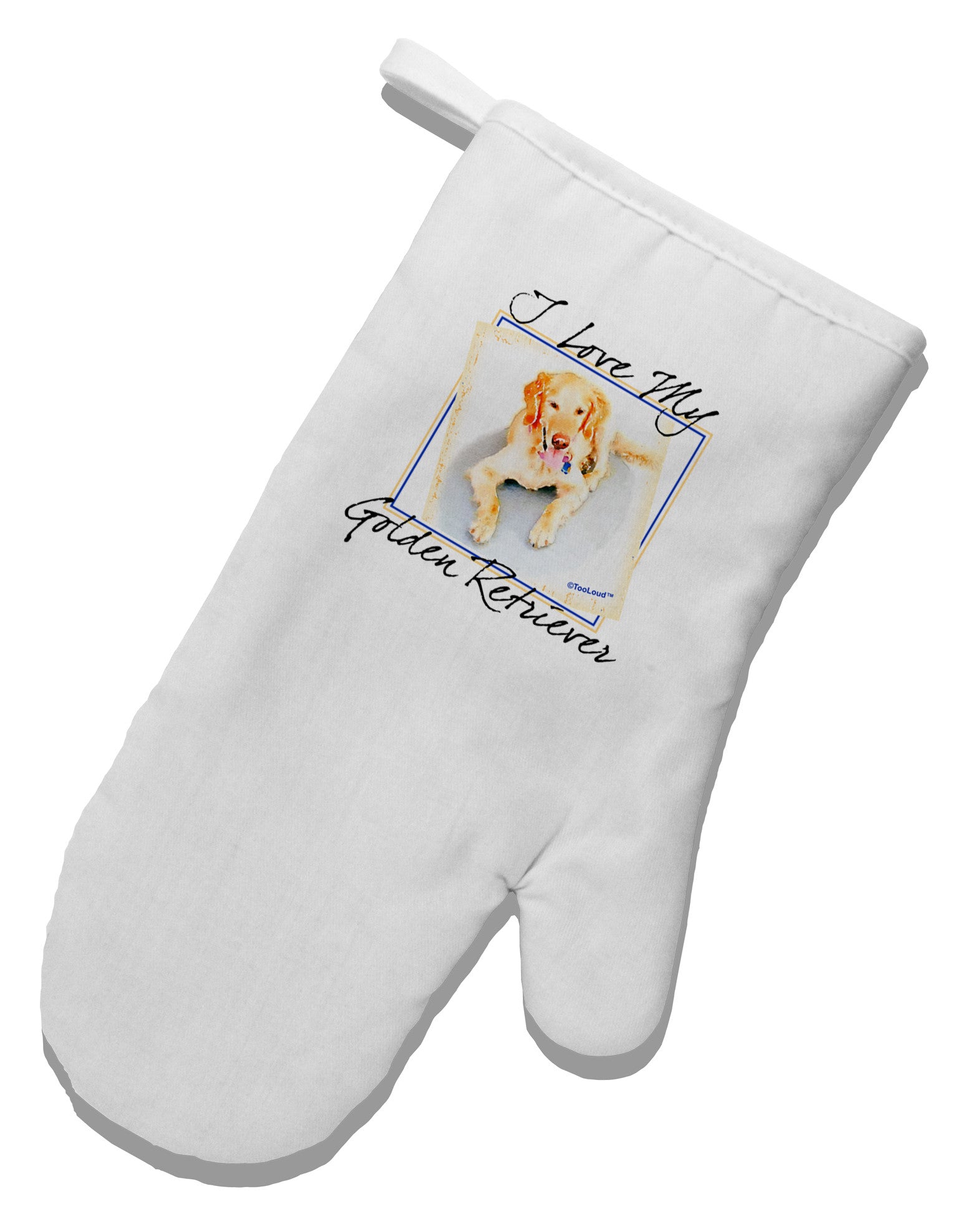 I Love My Golden Retriever White Printed Fabric Oven Mitt-Oven Mitt-TooLoud-White-Davson Sales